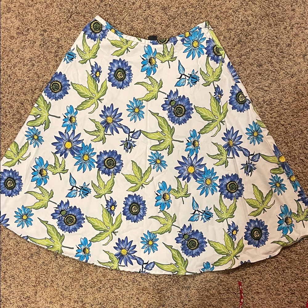 Element Floral Midi Skirt in Blue and Green